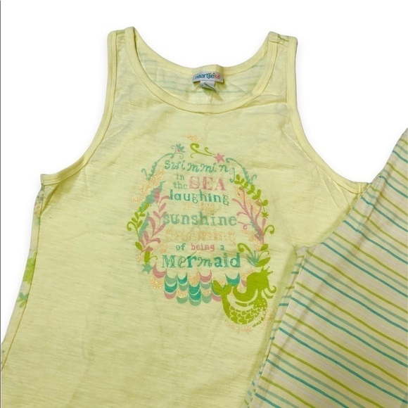 𝅺NAARTJIE Sea Splash Mermaid Hi-Low Tank Top Stripe Capri Leggings Set Girl 10 - Picture 2 of 3